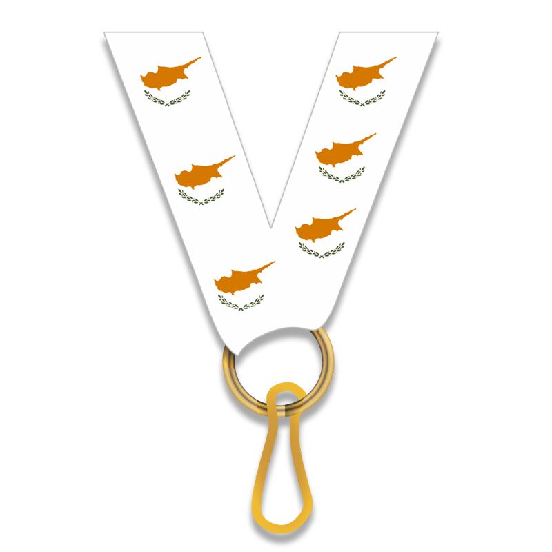 CYPRUS FLAG MEDAL RIBBON 2.2CM – WHITE AWARD LANYARD WITH CYPRUS NATIONAL FLAG - Image 1