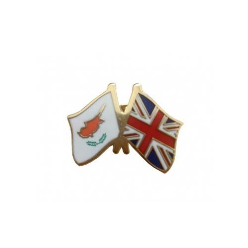 CYPRUS & UNITED KINGDOM FRIENDSHIP FLAG PIN – PREMIUM LAPEL PIN (24H SERVICE) - Image 1