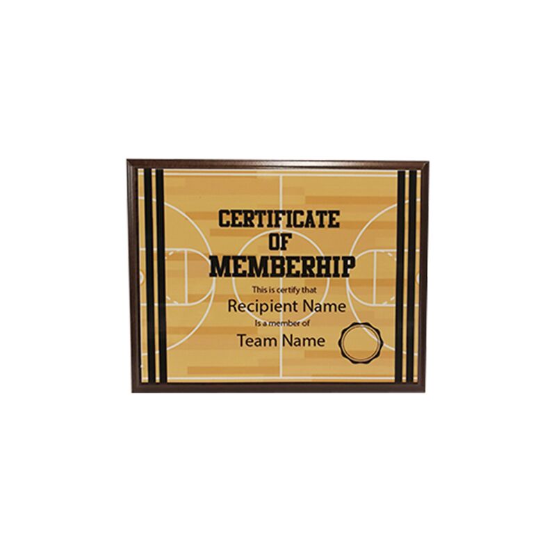 BASKETBALL WOODEN PLAQUE 25.5X20CM – CUSTOM ENGRAVED AWARD - Image 1