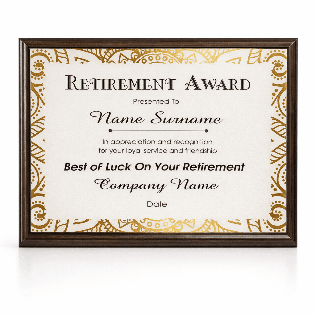 HT10096 GOLDEN FRAME WOODEN PLAQUE 25.5X20CM – ELEGANT AWARD WITH GIFT BOX - Image 1