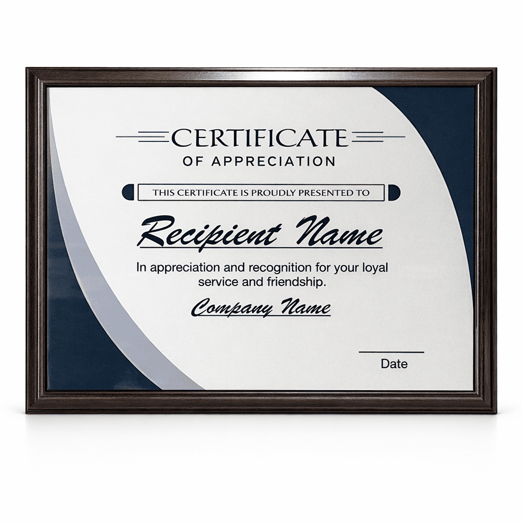 CERTIFICATE WOODEN PLAQUE 25.5X20CM – ELEGANT AWARD PLAQUE - Image 1