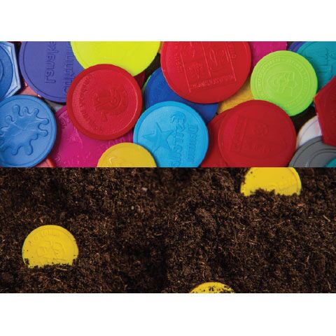ECO TOKENS – 3.5CM DOUBLE-SIDED EMBOSSED BIODEGRADABLE TOKENS (PACK OF 3000) - Image 1