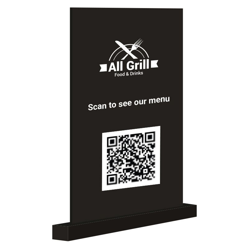 CUSTOM PLEXIGLASS TABLE STAND – DOUBLE-SIDED FULL-COLOR SIGN (14.5x10 CM) - Image 1