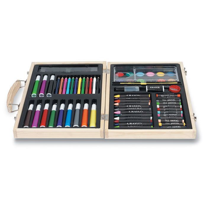 IT2369_2.jpg 66-PIECE ARTIST’S SET IN WOODEN BOX – COMPLETE ART KIT FOR ALL AGES - Image 1