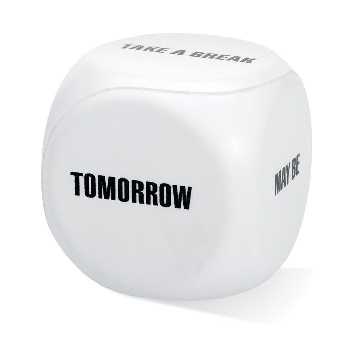 DECISION DICE ANTI-STRESS BALL – 6CM PU FOAM STRESS RELIEVER - Image 1