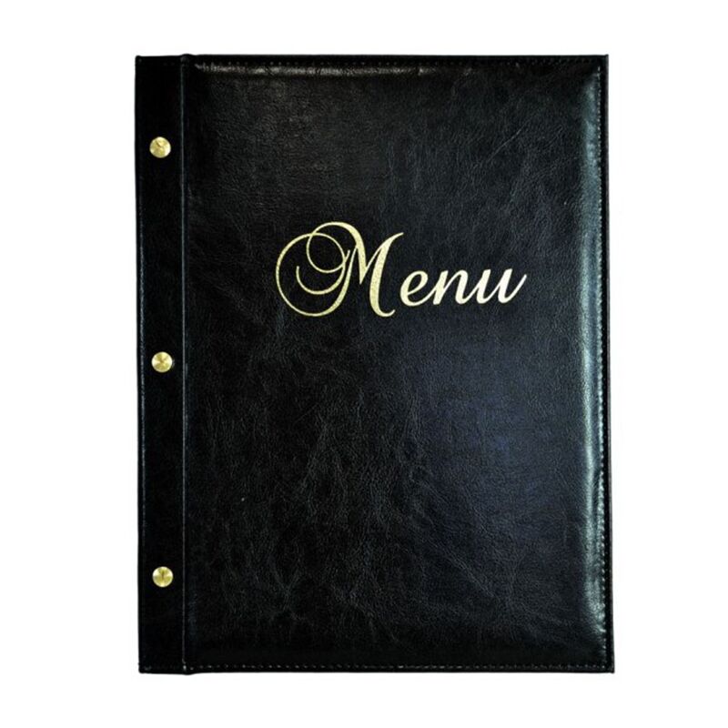 A4 RESTAURANT MENU FOLDER – IMITATION LEATHER IN BLACK OR BROWN - Image 1