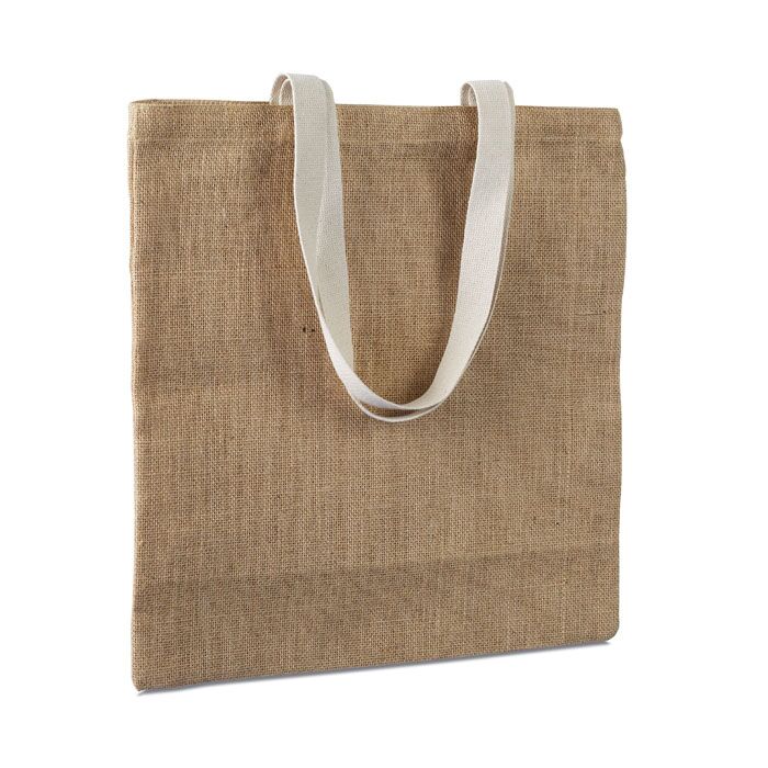 ECO-FRIENDLY JUTE SHOPPING BAG WITH COTTON HANDLES – REUSABLE & SUSTAINABLE TOTE - Image 1