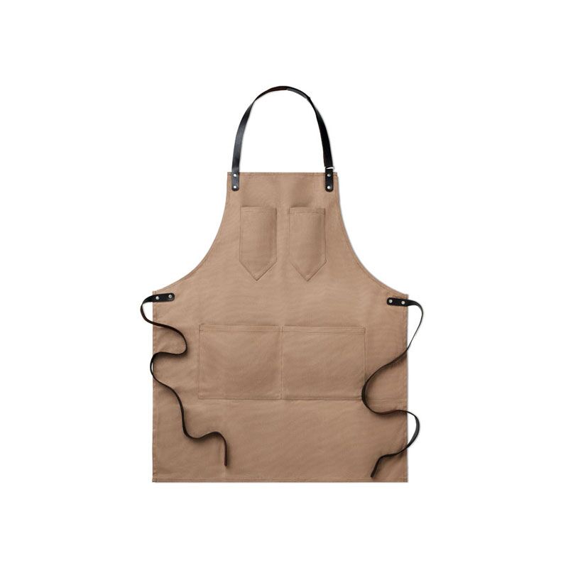 APRON IN WAXED CANVAS WITH LEATHER DETAILS - Image 1