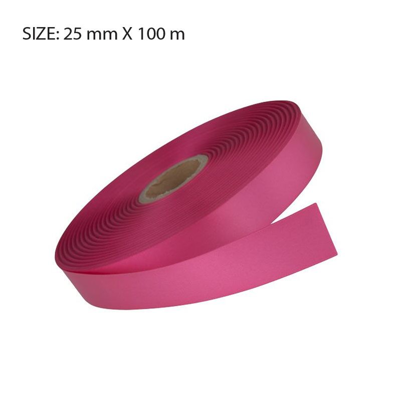 FUCHSIA CUSTOM SATIN RIBBON – 25MM X 100M | ELAN SINGLE FACE | WOMEN’S DAY - Image 1