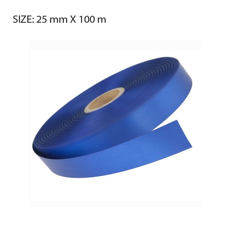 ROYAL BLUE CUSTOM SATIN RIBBON – 25MM X 100M | ELAN SINGLE FACE - Image 1