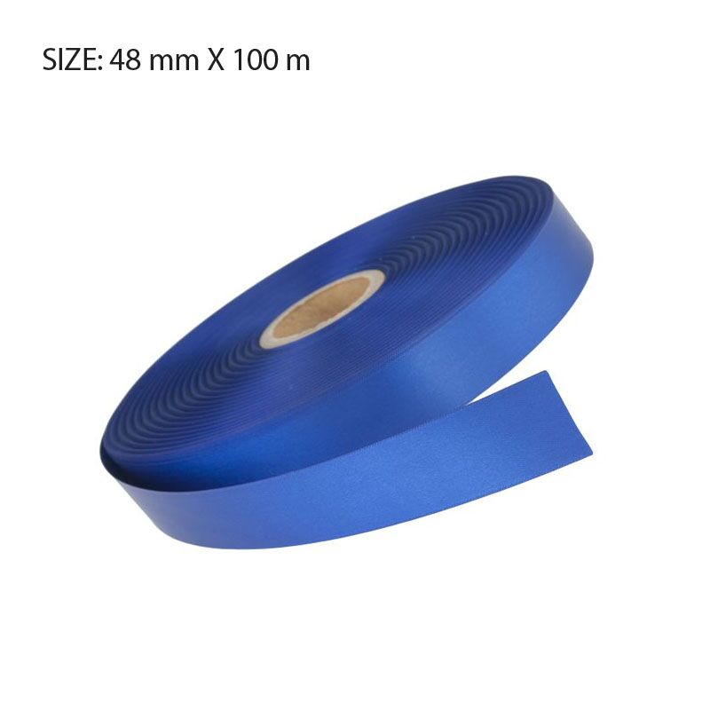 RSSROYA48100.jpg ROYAL BLUE CUSTOM SATIN RIBBON – 48MM X 100M | ELAN SINGLE FACE - Image 1