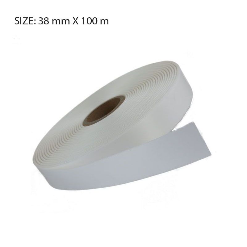 RSSWHIT38100.jpg WHITE SATIN RIBBON – 38MM X 100M | CUSTOM PRINTED | SINGLE FACE - Image 1