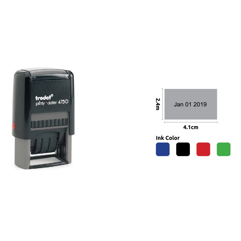 T-4750 TRODAT DATE & TEXT STAMP 4.1X2.4CM - Image 1