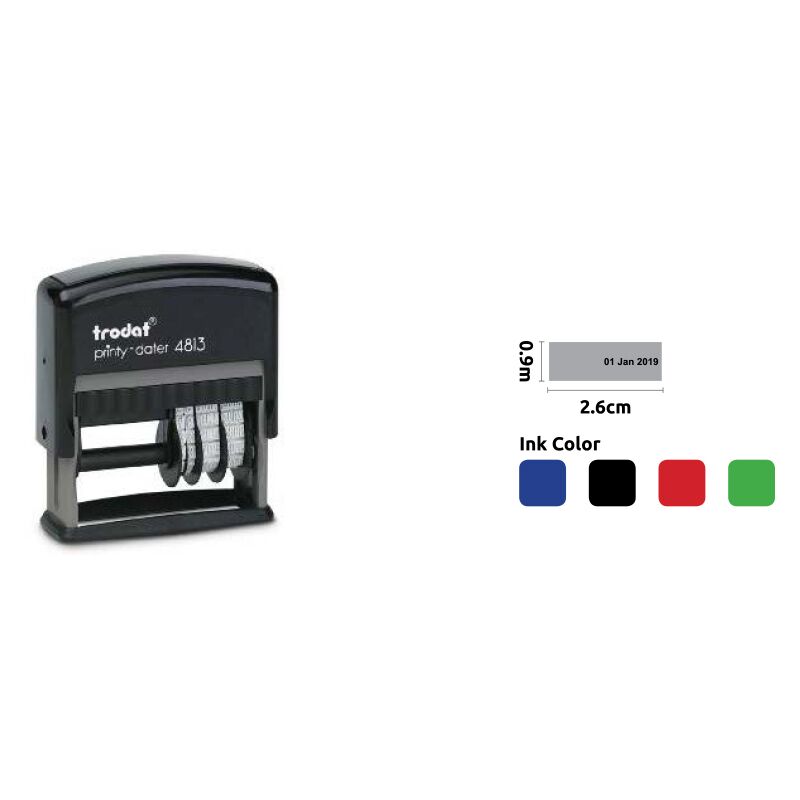 T-4813 TRODAT DATE & TEXT STAMP 2.6X0.9CM - Image 1