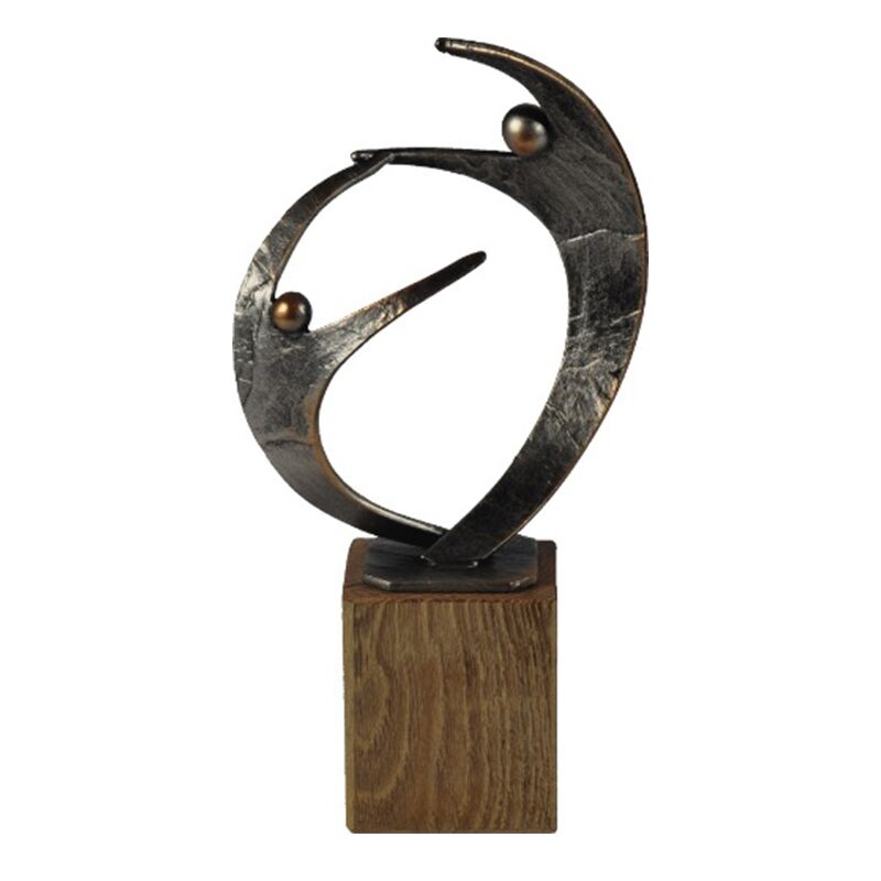 TRL395C.jpg 31CM LEANING PEOPLE TROPHY – CUSTOM TEAMWORK & SUPPORT AWARD - Image 1