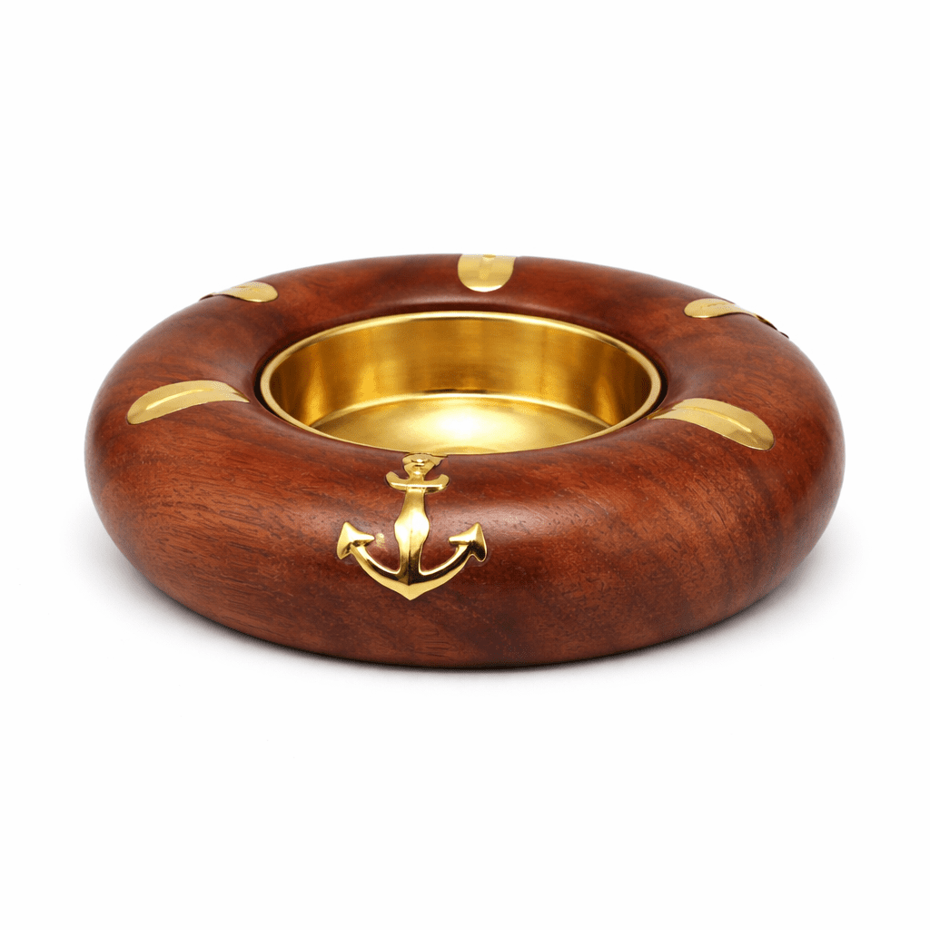NAVAL WOOD&METAL ASHTRAY 11CM - Image 1