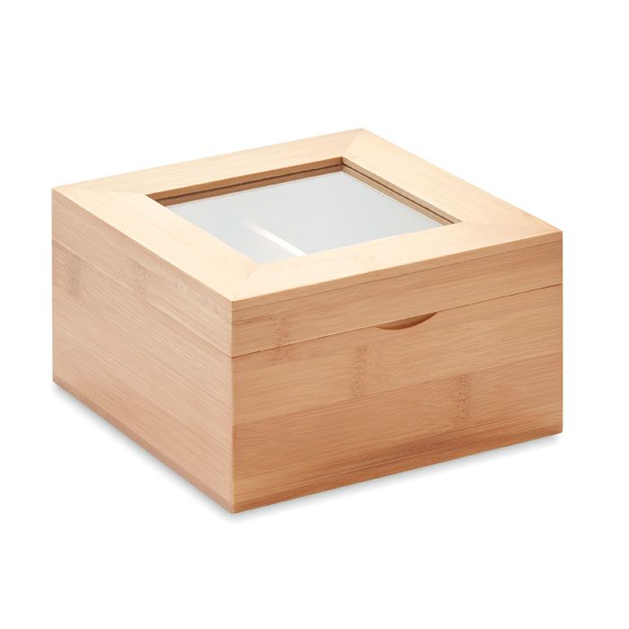 BAMBOO TEA BOX WITH TRANSPARENT GLASS - Image 1