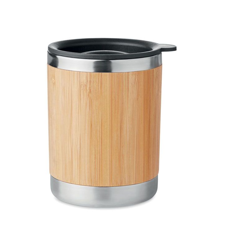 DOUBLE WALLED STAINLESS STEEL TUMBLER WITH BAMBOO CASE - Image 1