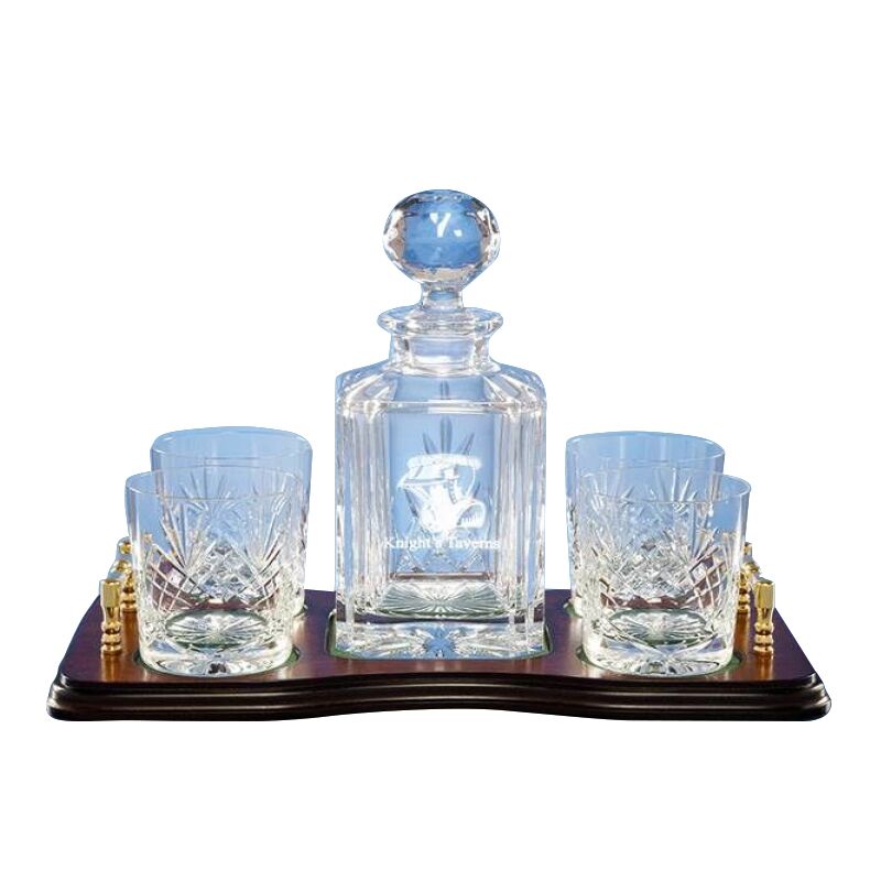 5PC WHISKY SET WITH WOOD BASE - Image 1