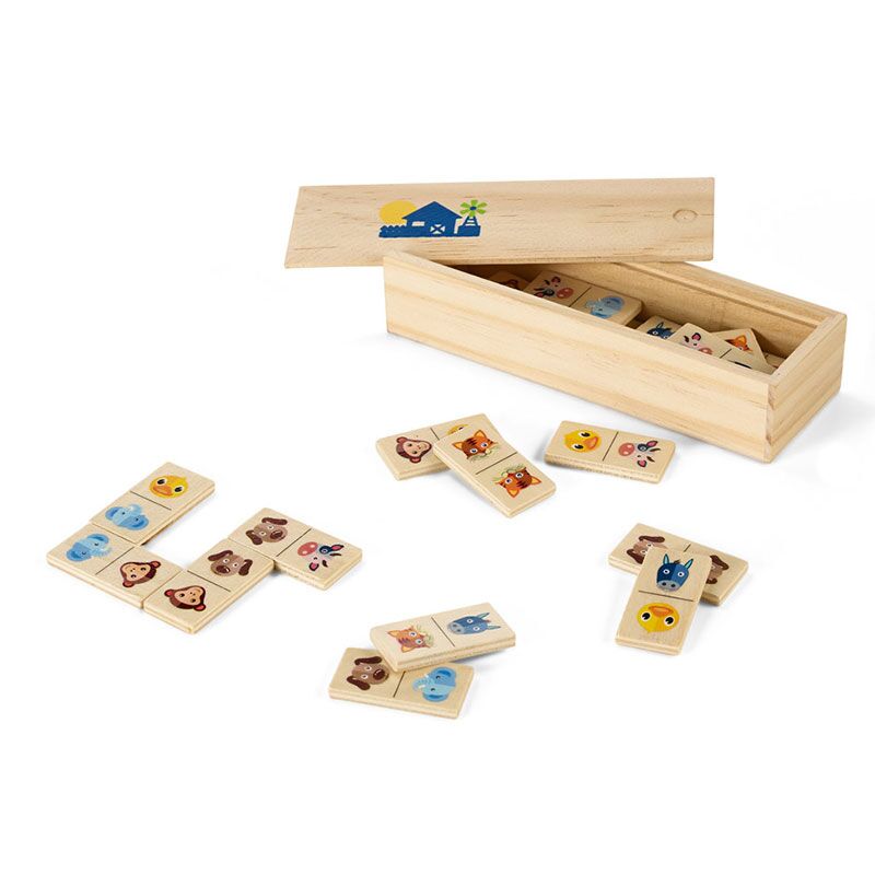 98074 WOODEN DOMINO GAME WITH ANIMAL FIGURES - Image 1