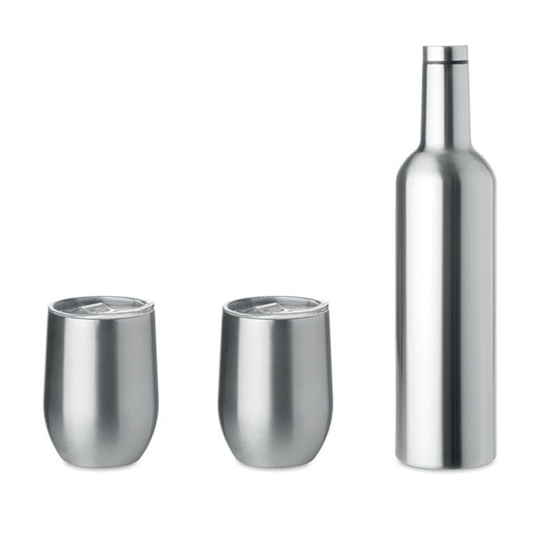 STAINLESS STEEL BOTTLE WITH 2 MUGS - Image 1