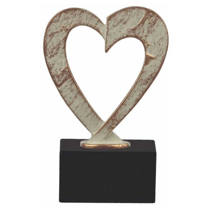 HEART AWARD – 17CM | BRASS & WOOD TROPHY FOR RECOGNITION & ROMANCE - Image 1