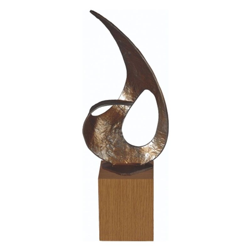 ACHIEVEMENT AWARD TROPHY – 34CM | ELEGANT BRASS TROPHY WITH WOODEN BASE - Image 1