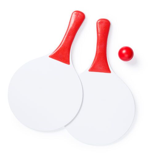 BEACH WOODEN RACKETS CUPSOL | NATURAL WOOD PADDLE SET WITH BALL & MESH CARRY BAG - Image 1