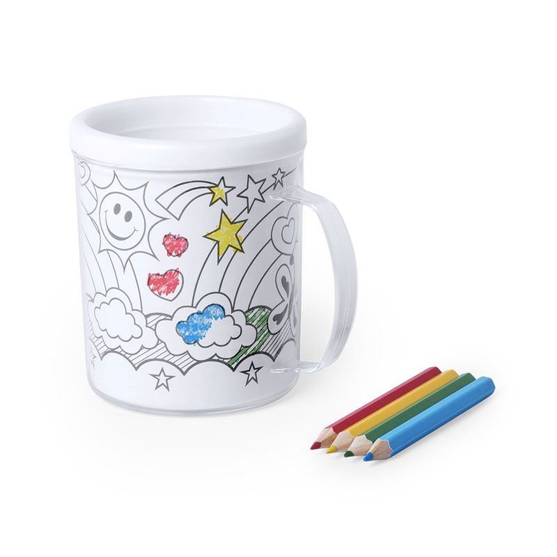 COLORING MUG WITH REMOVABLE SHELL | 320ML CUSTOMIZABLE MUG WITH SHEETS & PENCILS - Image 1