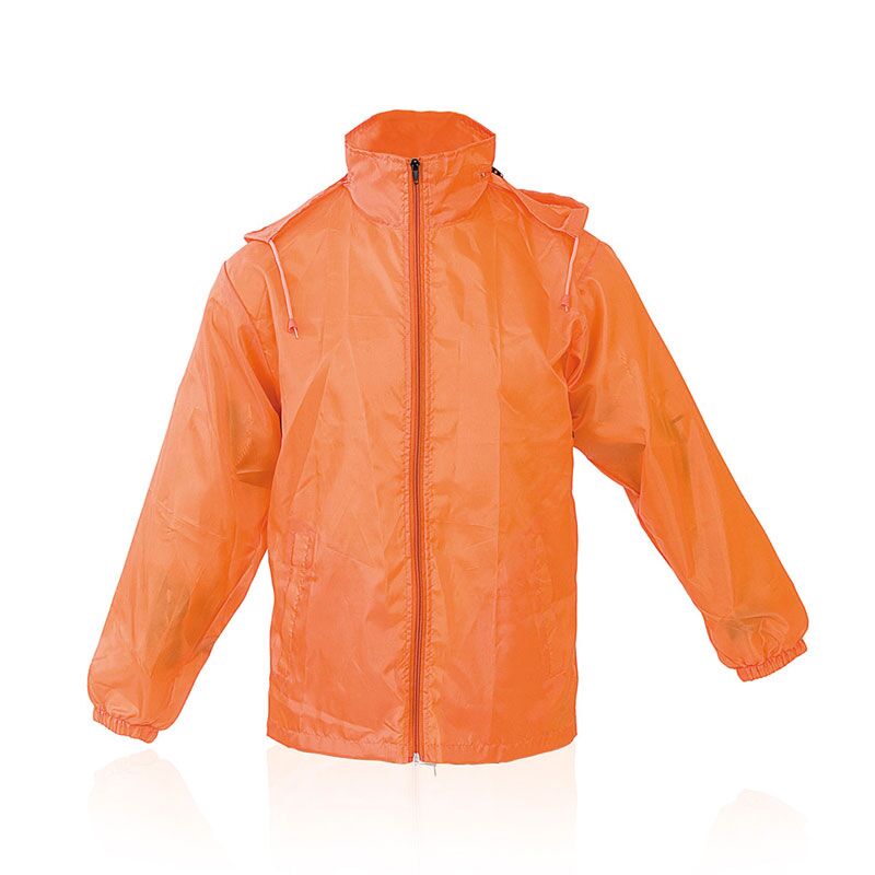 9497.07 ORANGE RAINCOAT WITH ZIPPER | WATERPROOF JACKET WITH HOOD & POCKETS – 190T - Image 1