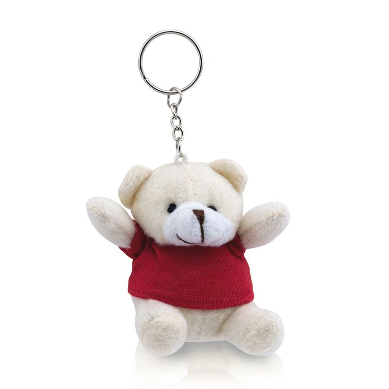 9891_1 TEDDY BEAR WITH T-SHIRT KEYCHAIN | CUTE PLUSH KEYRING IN BRIGHT COLOURS - Image 1