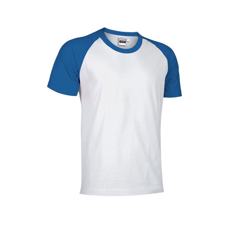 CAIMAN.WHITEROYAL WHITE & ROYAL BLUE TWO-TONE T-SHIRT – CLASSIC RAGLAN SLEEVE COTTON TEE - Image 1