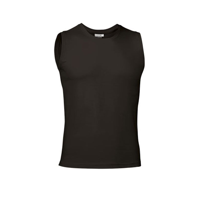 BLACK SLEEVELESS T-SHIRT WITH MODERN DESIGN - Image 1