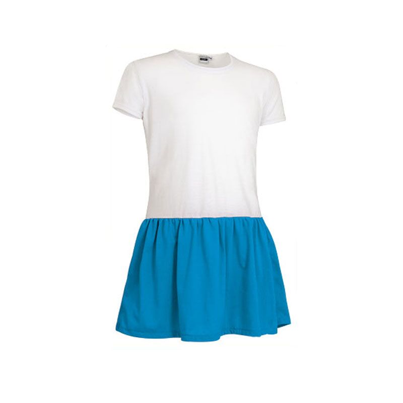 SUNNY.BLUE KIDS DRESS IN WHITE & TROPICAL BLUE - Image 1
