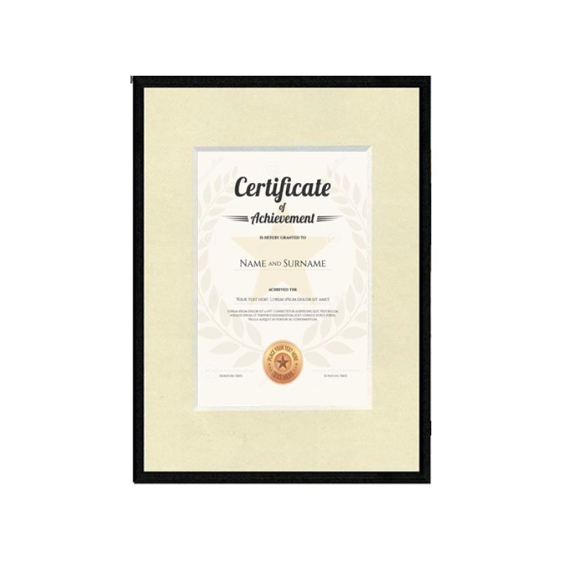 BLACK DIPLOMA FRAME – GRADUATION FRAME WITH INCLUDED CERTIFICATE (21 X 29.7 CM) - Image 1