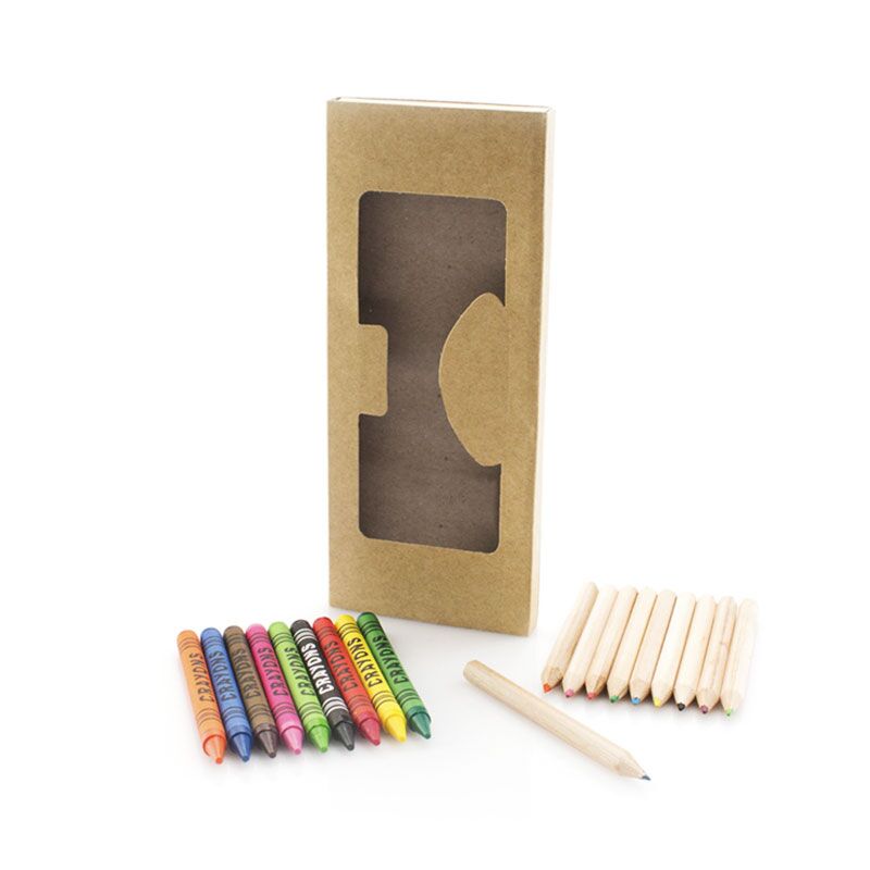 CRAYONS & COLORED PENCILS – 19-PIECE ECO-FRIENDLY ART SET IN CARDBOARD CASE - Image 1