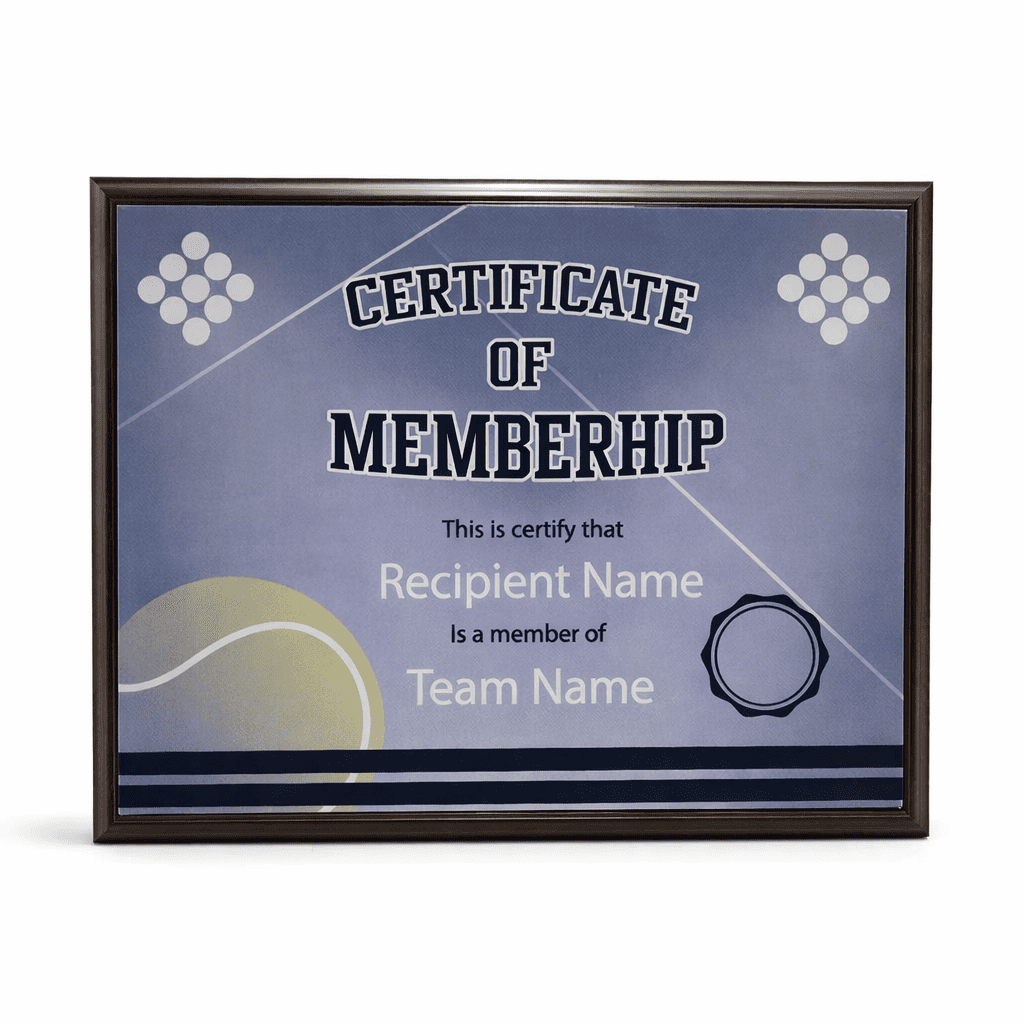 TENNIS WOODEN PLAQUE 25.5X20CM – CUSTOM ENGRAVED AWARD - Image 1