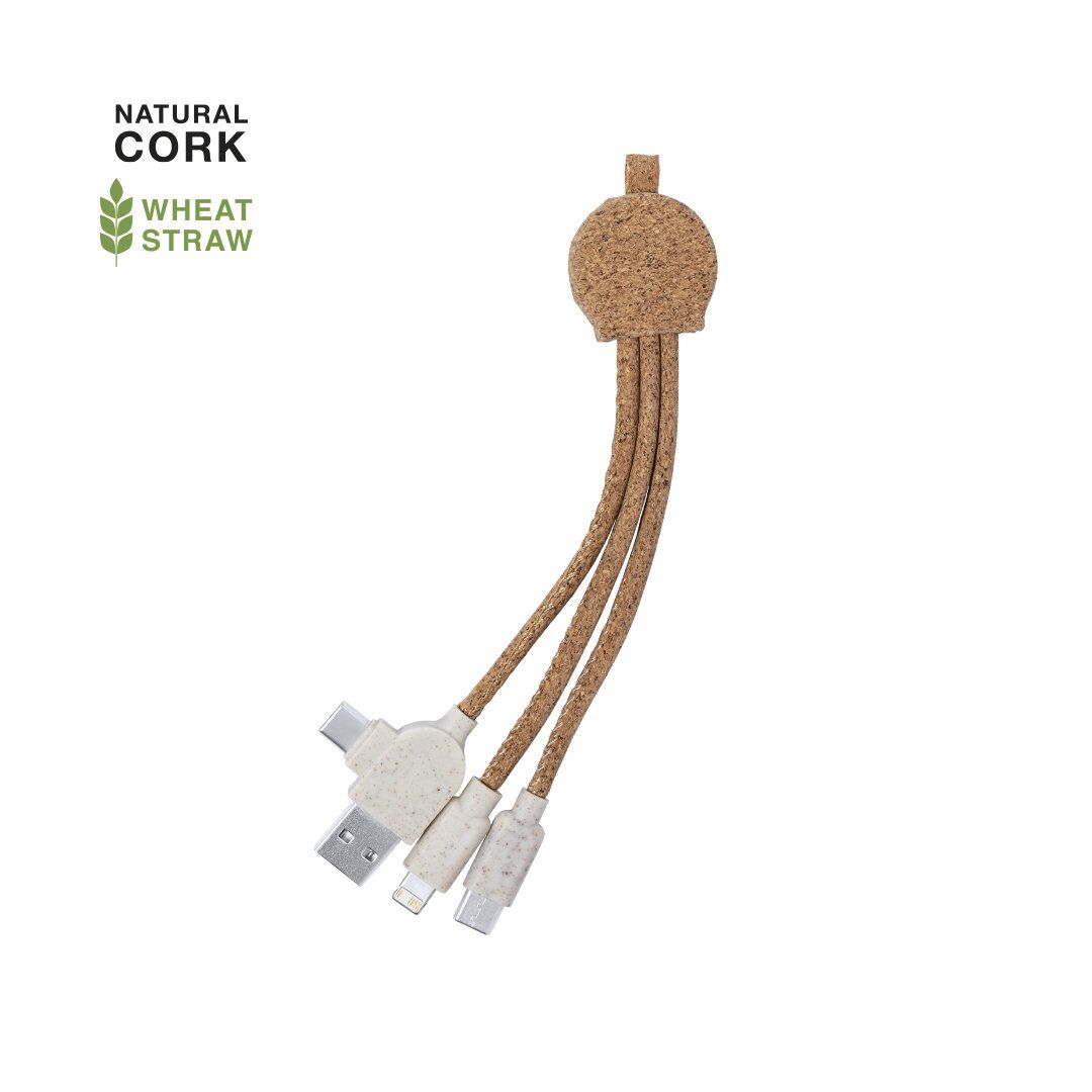 STUART MULTI-USB CHARGER CABLE – ECO CORK & WHEAT STRAW - Image 1