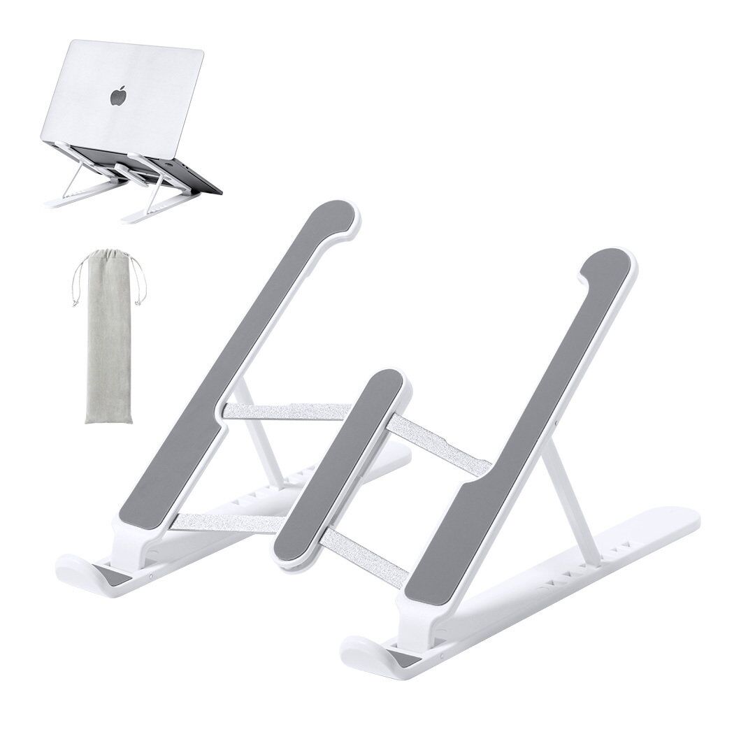 HALOM FOLDABLE LAPTOP HOLDER – ADJUSTABLE ABS STAND WITH NON-SLIP & SUEDE POUCH - Image 1