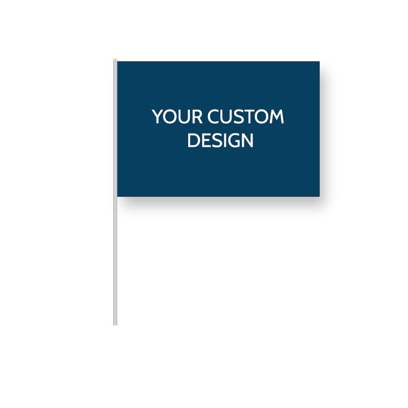 LARGE CUSTOM HAND FLAG 30 X 45 CM – PERSONALIZED PROMOTIONAL FLAG WITH STICK - Image 1