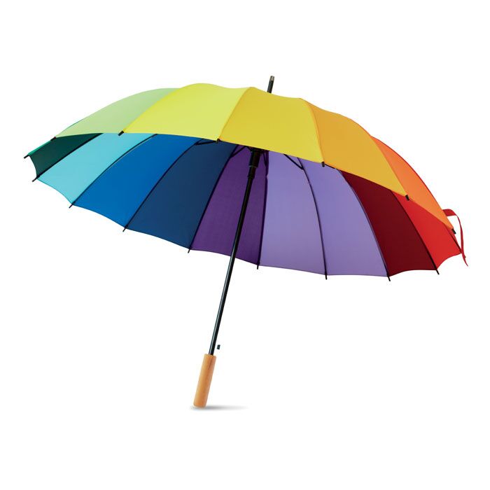 RAINBOW PRIDE UMBRELLA WITH WOODEN SHAFT - Image 1
