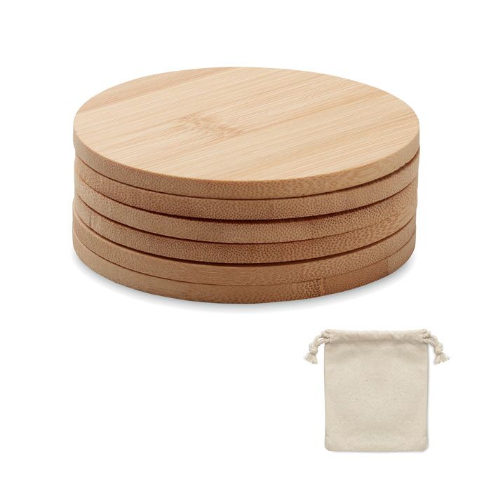 MO6601_1.jpg BAYIN SET 6 ROUND BAMBOO COASTERS - Image 1