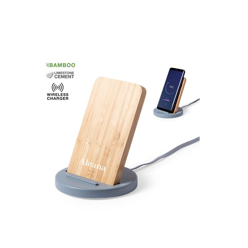 BAMBOO & CEMENT WIRELESS CHARGER WIKET - Image 1