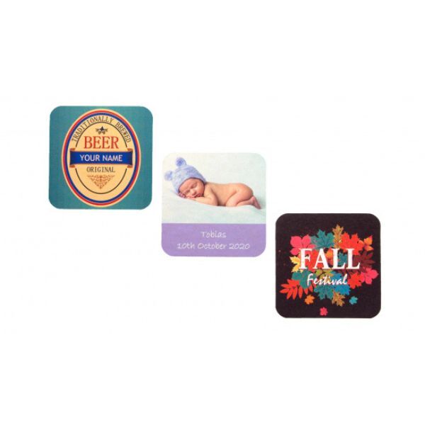 CUSTOM CARDBOARD SQUARE COASTER 2 SIDES PRINTED - Image 1