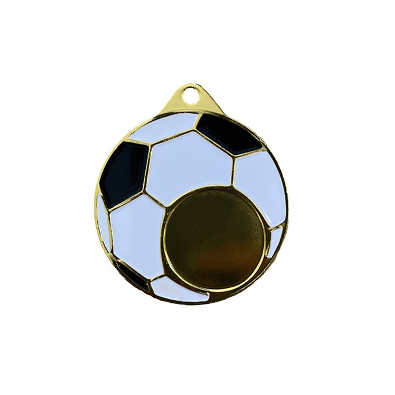 GOLD FOOTBALL STEEL MEDAL 5CM - Image 1