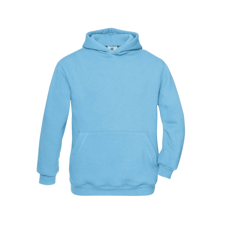 BNC28.TURQUOISE BLUE KIDS HOODIE BY B&C WITH FLEECE BRUSHED INSIDE - Image 1