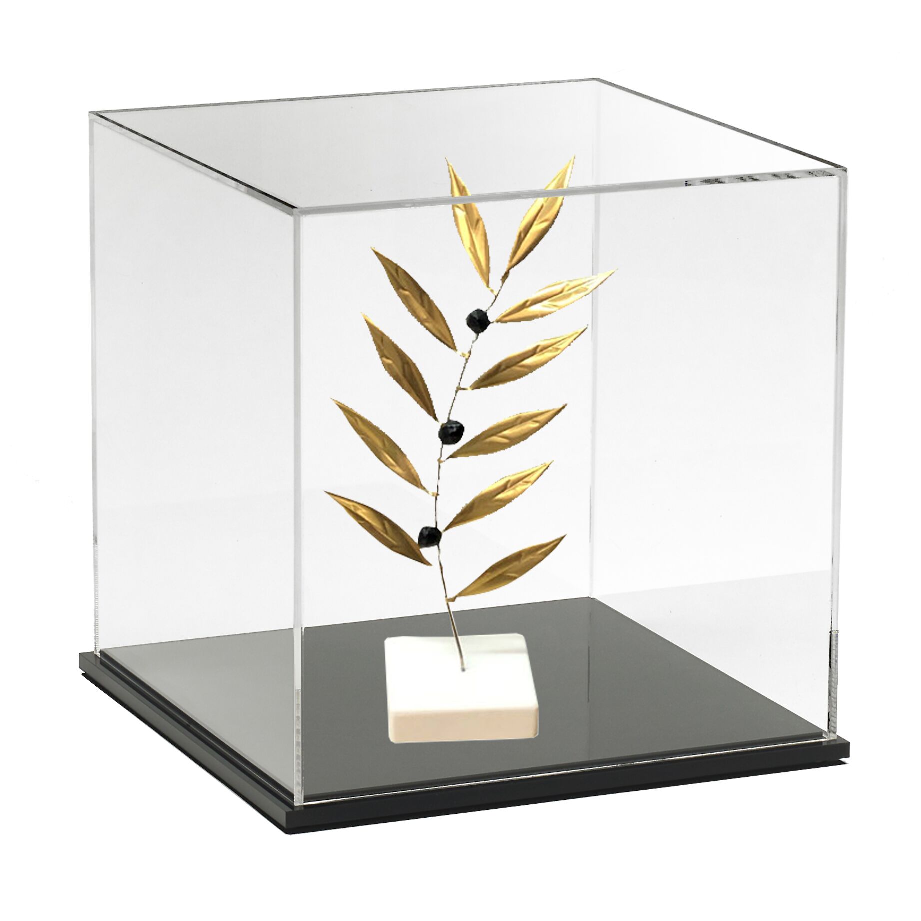 LARGE HANDMADE OLIVE BRANCH IN SILVER IN A BOX - Image 1