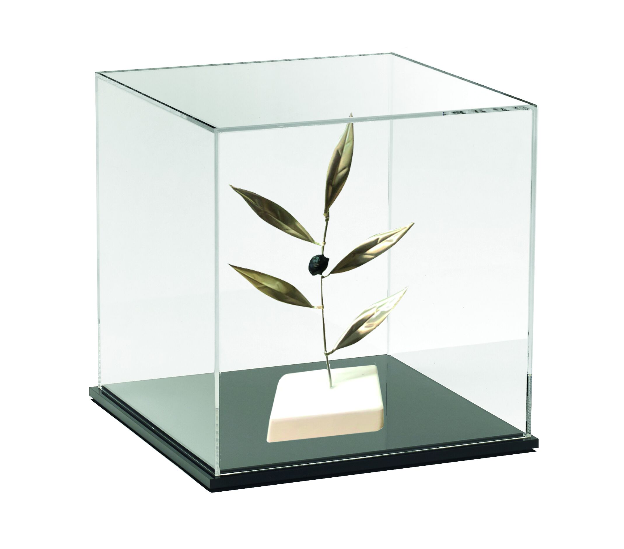 SMALL HANDMADE OLIVE BRANCH IN SILVER IN A BOX - Image 1