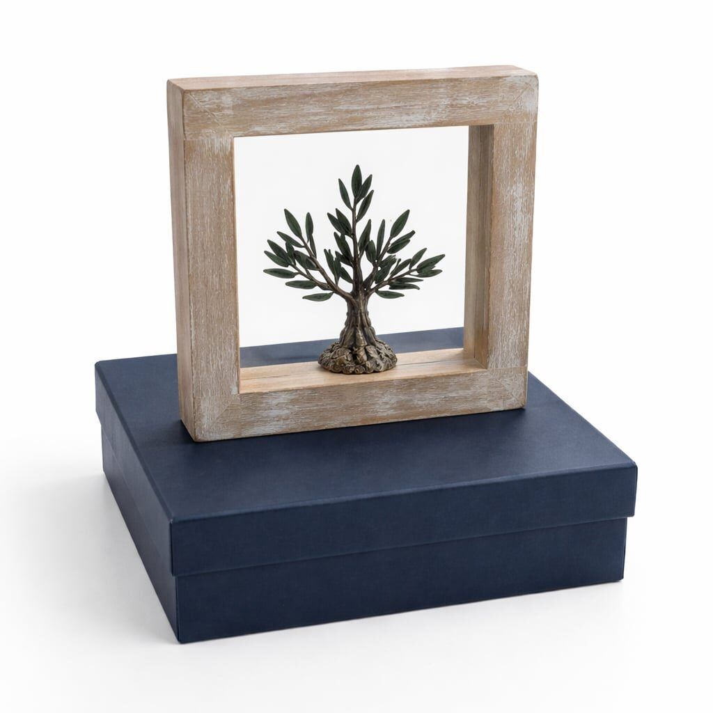 WOODEN FRAME WITH A HANDMADE OLIVE TREE - Image 1