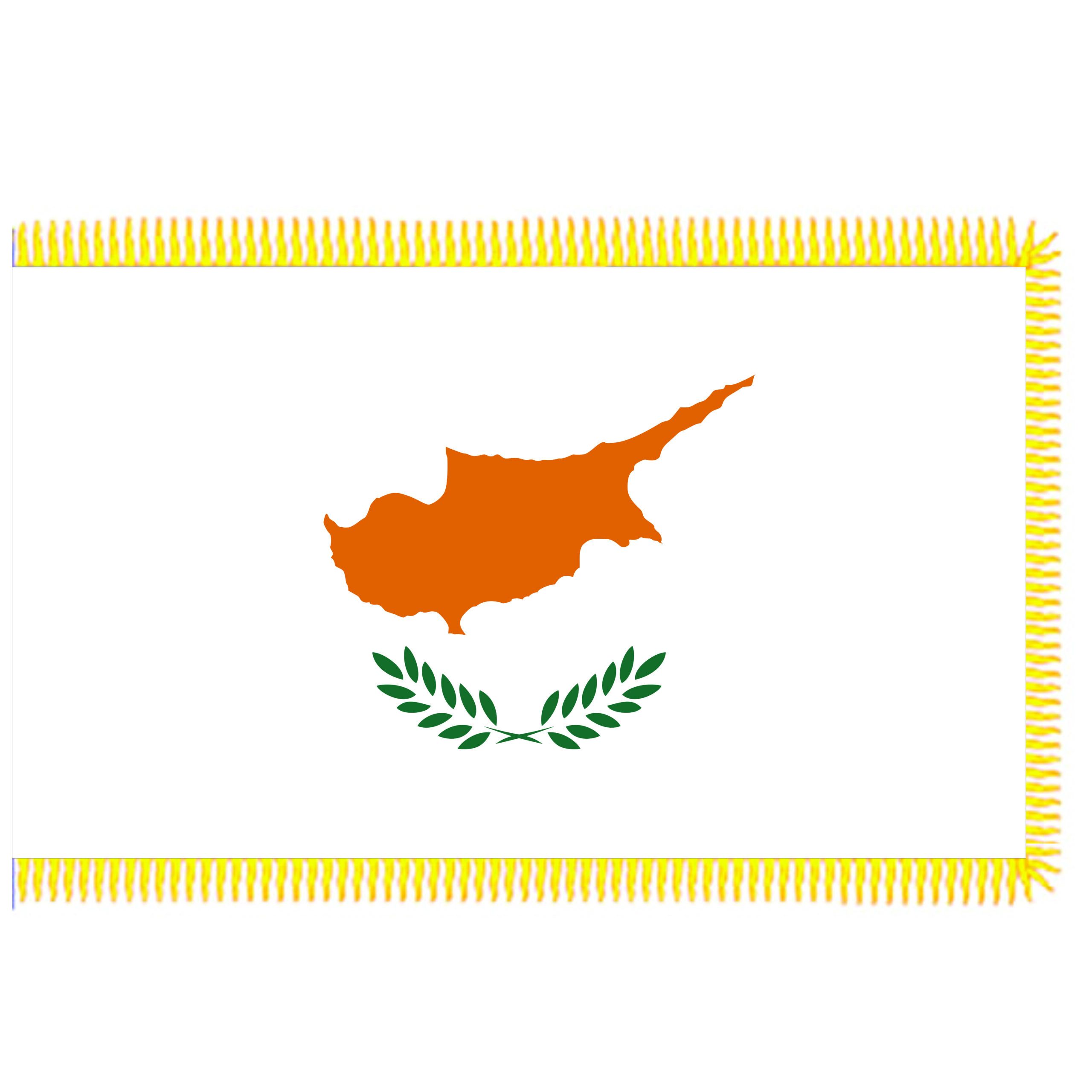 CYPRUS FLAG 105CMX70CM WITH GOLD FRIDGES - Image 1